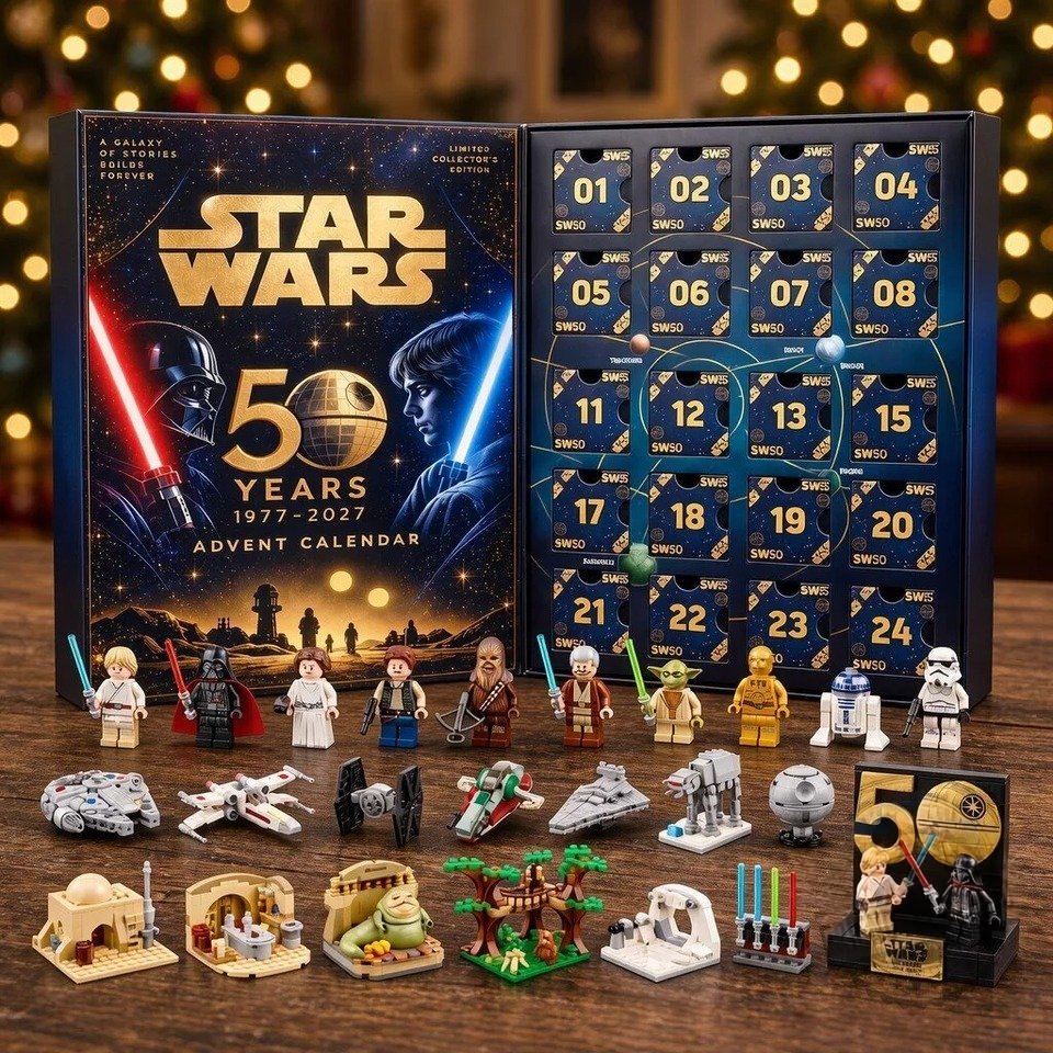 Star Wars 50Th Anniversary Merch Advent Calendar 50 Years Countdown Gift For Boyfriend, 3D Acrylic Collectibles