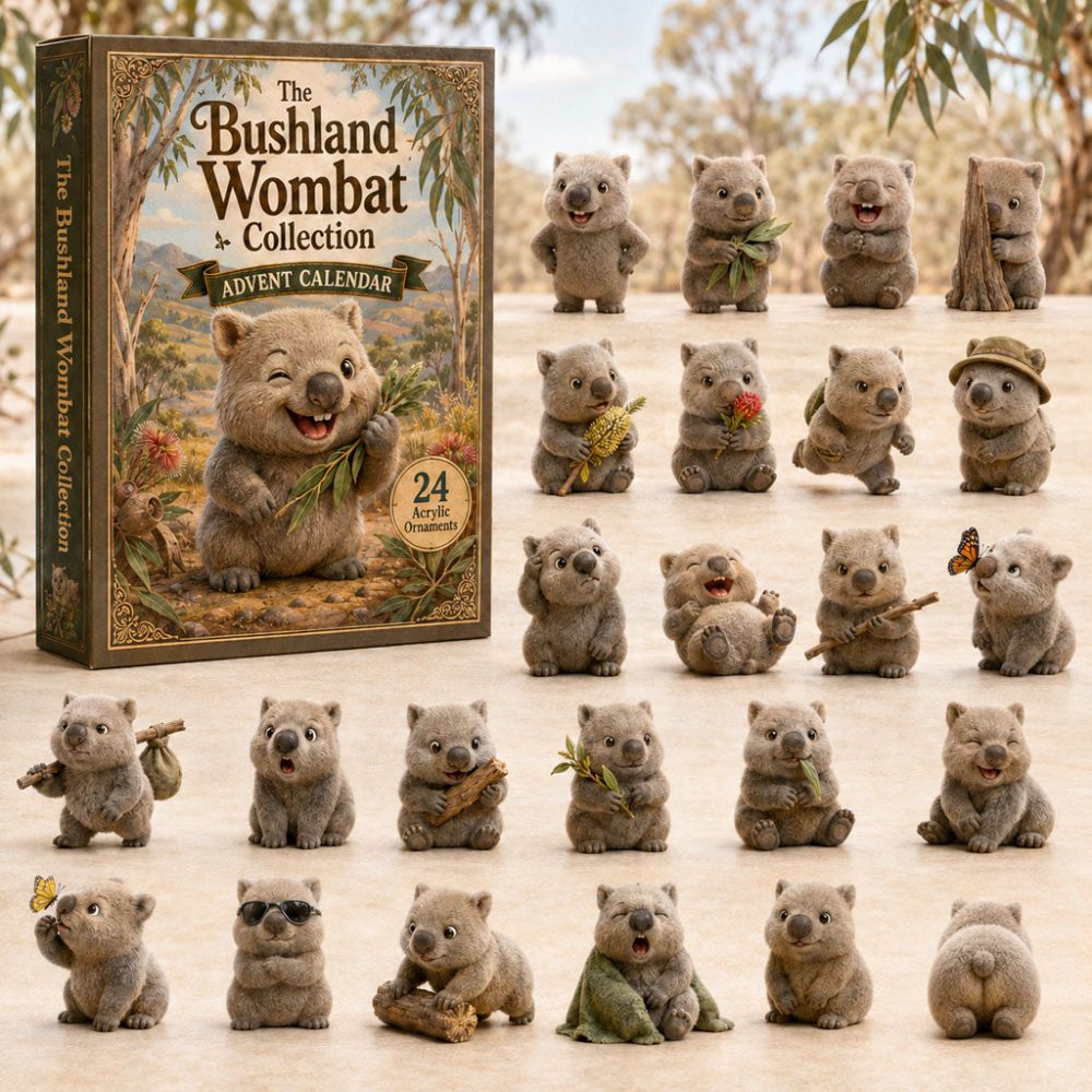 The Bushland Wombat Collection Advent Calendar 2026 24 Day Festive Season Countdown Gift For Husband, 3D Acrylic Collectibles
