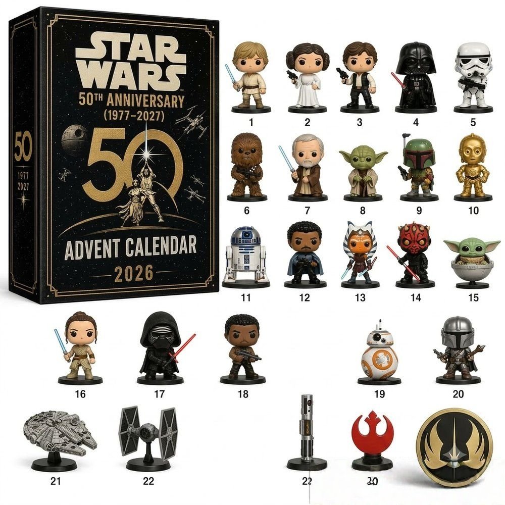 Star Wars 50Th Anniversary Merch Advent Calendar Star Wars 1977 2027 Countdown Gift Ideas, 3D Acrylic Collectibles