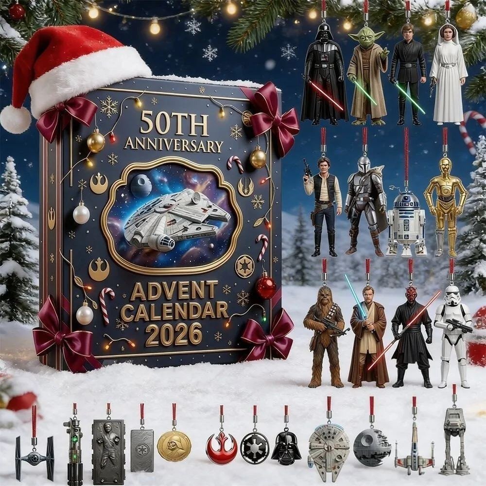 Star Wars 50Th Anniversary Merch Advent Calendar 50 Years Christmas Countdown Dad Gifts, 3D Acrylic Collectibles