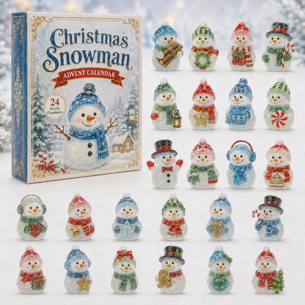 Snowman Advent Calendar 2026 24 Day Festive Mystery Box Gift For Holiday Lovers, 3D Acrylic Collectibles