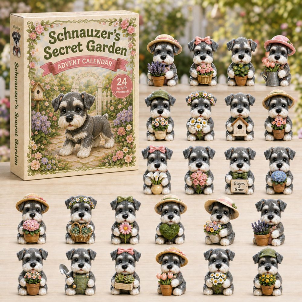 Schnauzer Secret Garden Advent Calendar 2026 24 Day Spooky Countdown Gift For Daughter, 3D Acrylic Collectibles