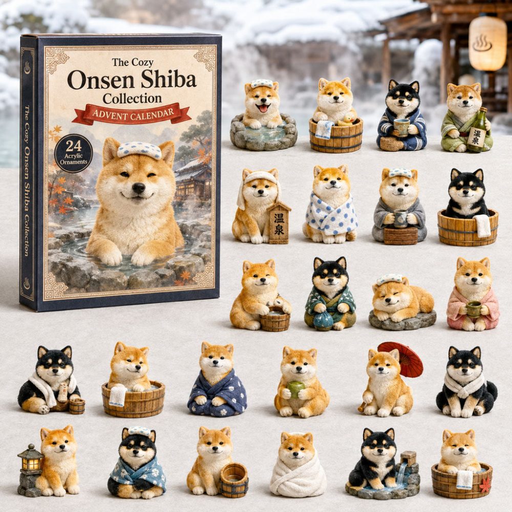 Onsen Shiba Advent Calendar 2026 24 Day Festive Countdown Gift For Shiba Lovers, 3D Acrylic Collectibles