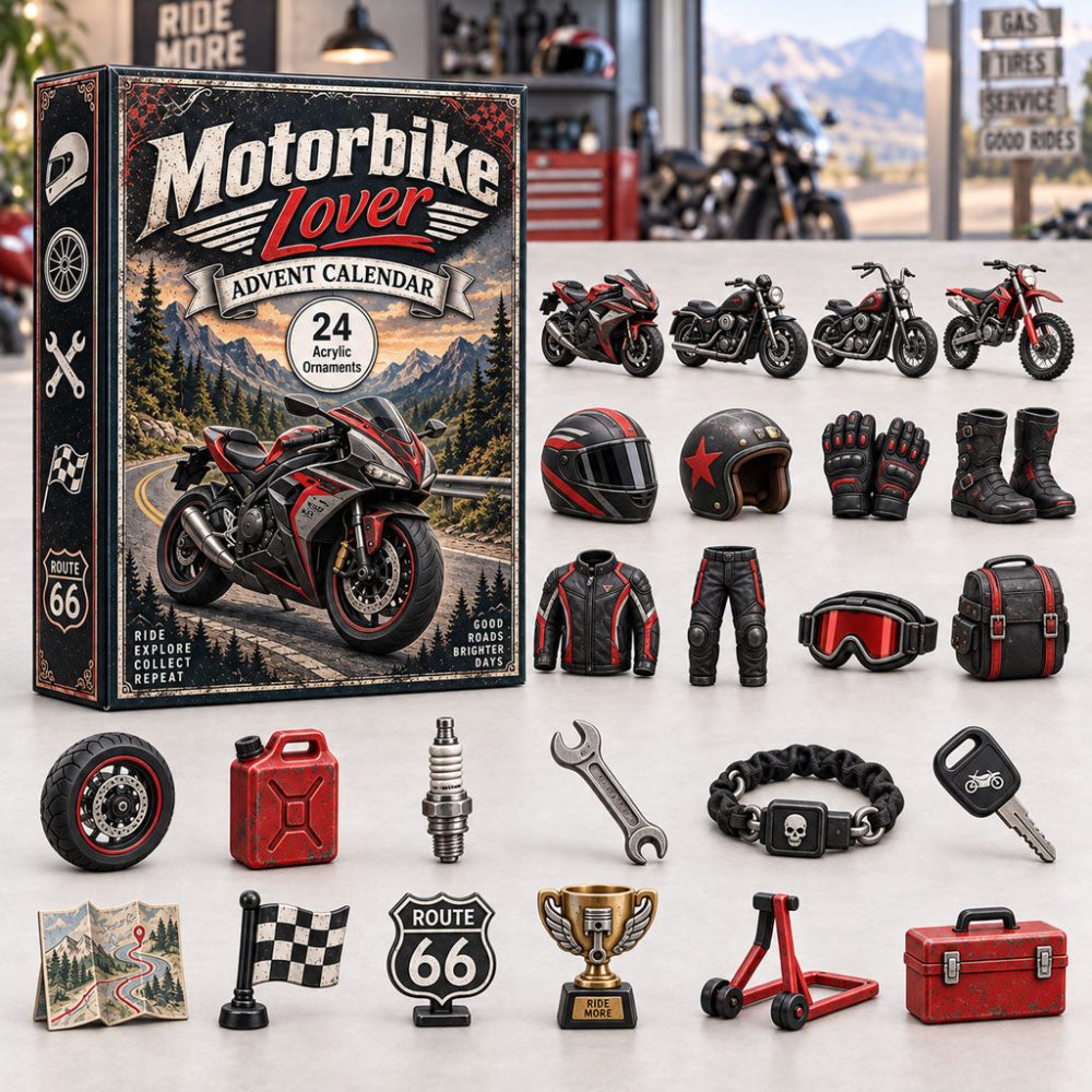 Motorbike Lover Advent Calendar 2026 24 Day Holiday Joy Gift For Motorbike Lovers, 3D Acrylic Collectibles