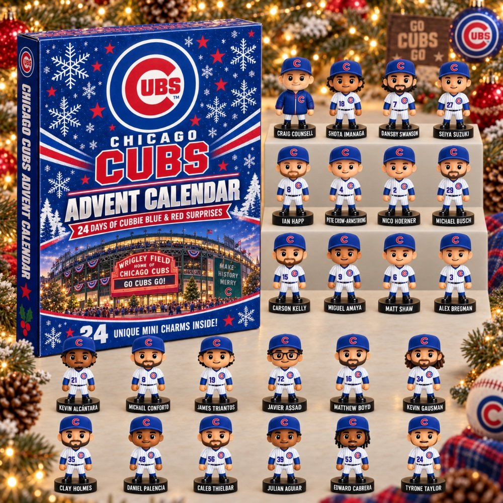 Chicago Cubs Advent Calendar 24 Days Of Cubbie Blue And Red Surprises Christmas Countdown, 3D Acrylic Collectibles