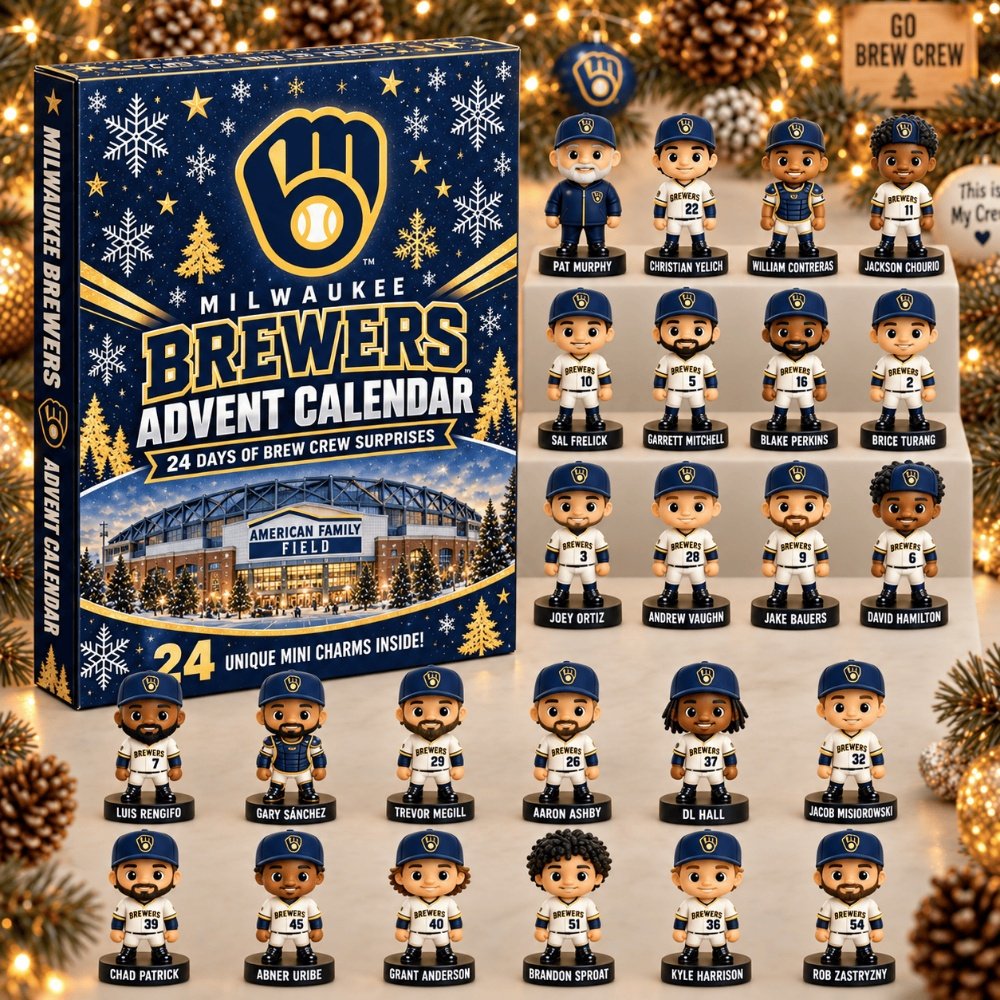Milwaukee Brewers Advent Calendar Baseball Player Christmas Countdown Holiday Fan Gift, 3D Acrylic Collectibles