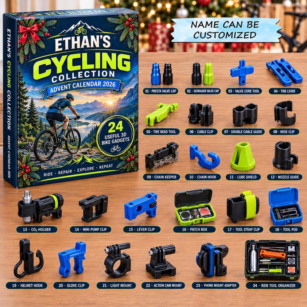 Personalized Cycling Collection Advent Calendar 2026 Bike Gadgets 24 Days Countdown Cyclist Gift, 3D Acrylic Collectibles
