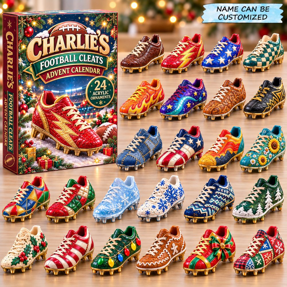 Personalized Football Cleats Advent Calendar 2026 Holiday Cleats 24 Days Countdown Athlete Gift, 3D Acrylic Collectibles