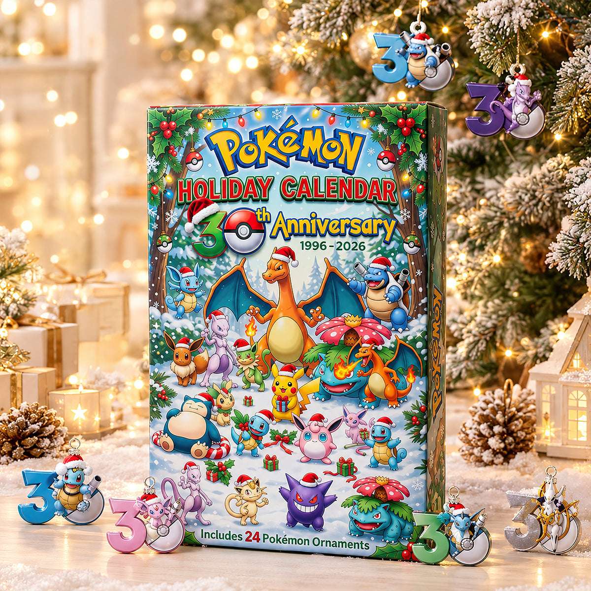 Pokemon 30Th Anniversary Holiday Advent Calendar Mystery Creature Christmas Ornament Blind Box
