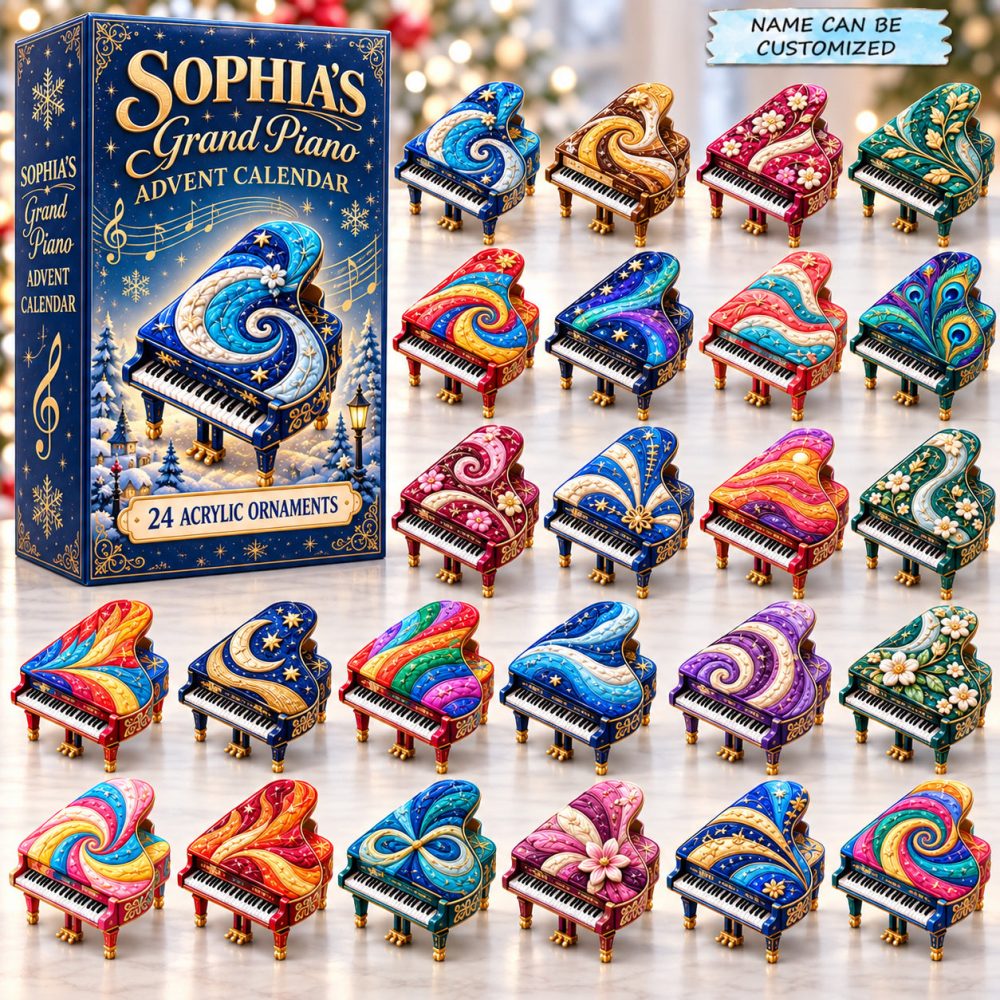Personalized Grand Piano Advent Calendar 2026 Swirl Piano 24 Days Countdown Piano Lover Gift, 3D Acrylic Collectibles