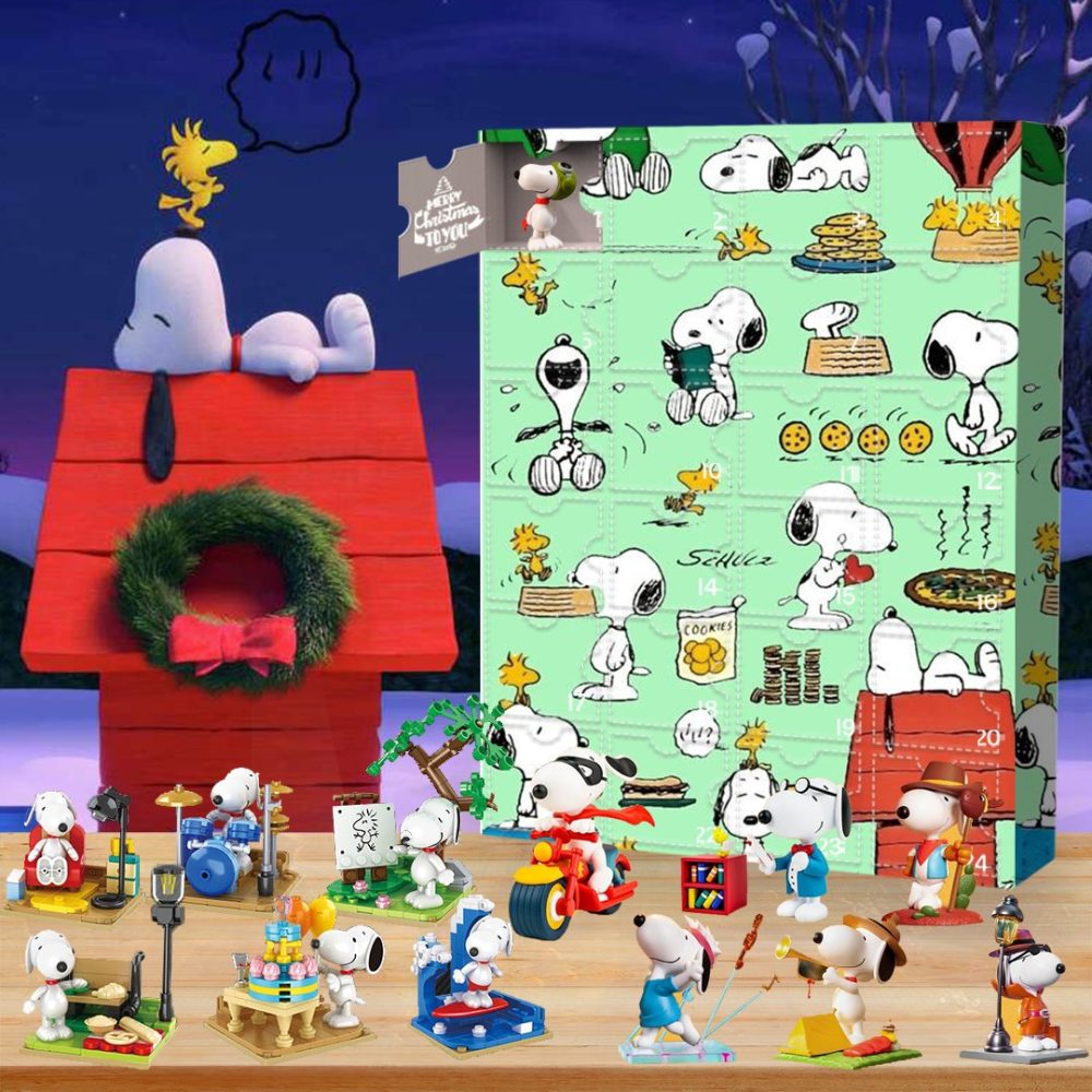 Peanuts Snoopy And Friends Christmas Advent Calendar 24 Day Holiday Christmas Gift For Dad, 3D Acrylic Collectibles
