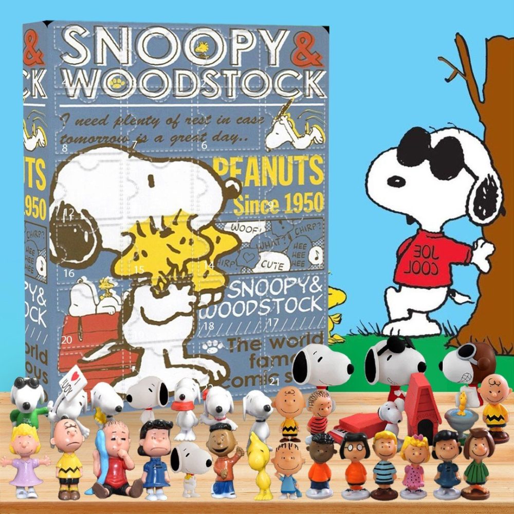 Peanuts Snoopy And Friends Christmas Advent Calendar 24 Day Xmas Countdown Gift For Son, 3D Acrylic Collectibles