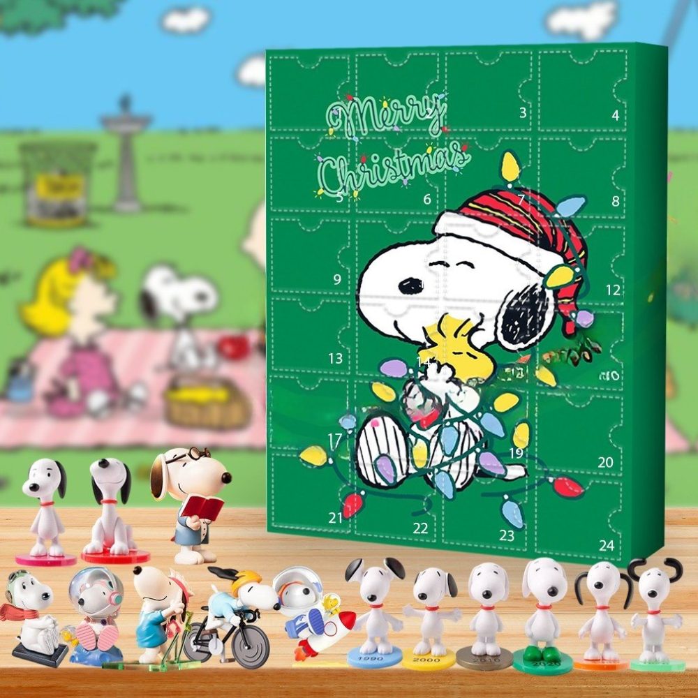 Snoopy Pure Joy And Zero Cares Advent Calendar 24 Day Holiday Season Countdown Gift Ideas, 3D Acrylic Collectibles
