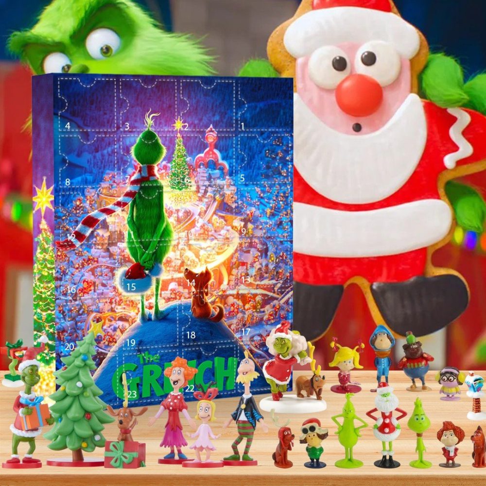 The Grinch 24 Days Advent Calendar 24 Day Festive Christmas Countdown Gift Guide, 3D Acrylic Collectibles