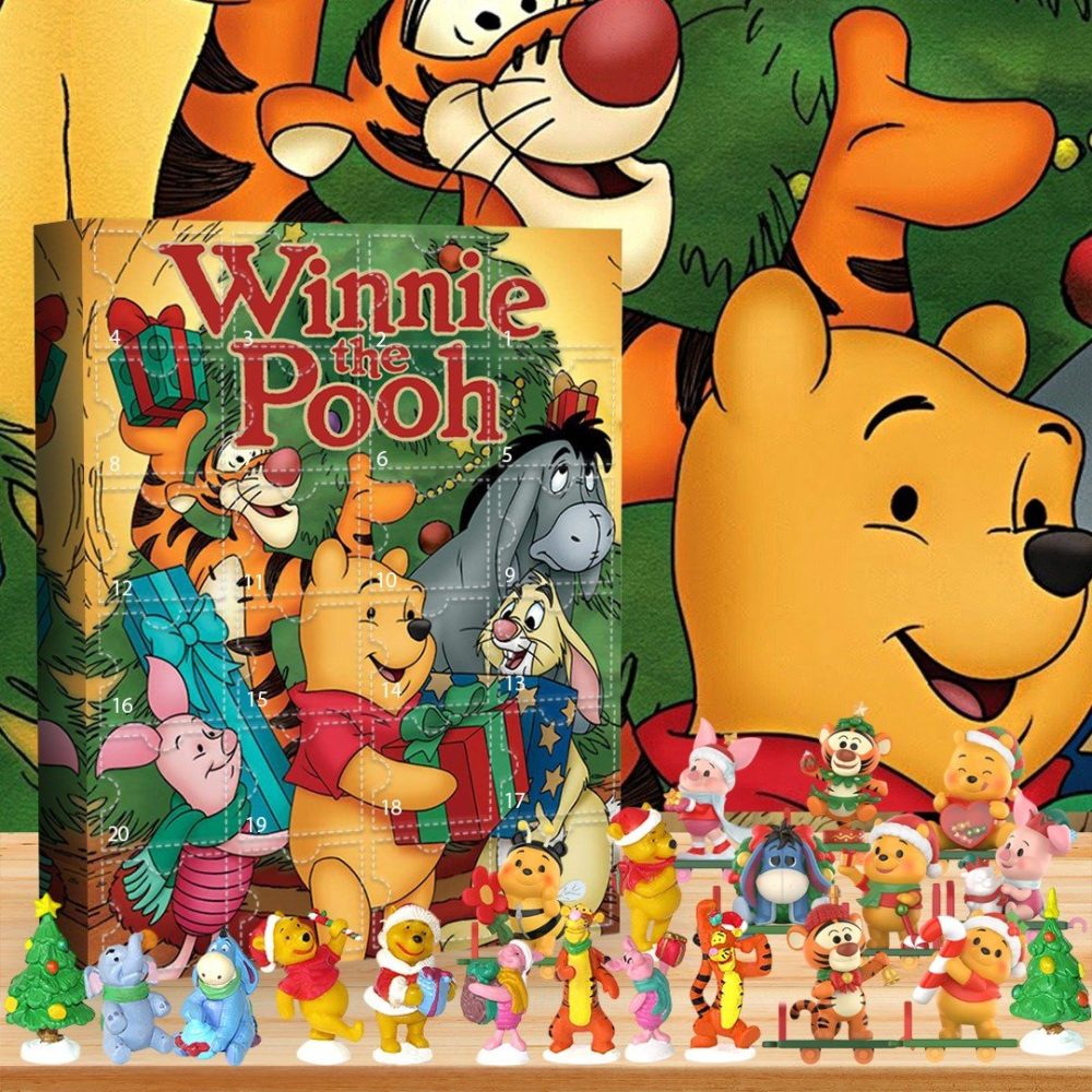 Winnie The Pooh Advent Calendar 24 Day Christmas Eve Countdown Gift For Wife, 3D Acrylic Collectibles