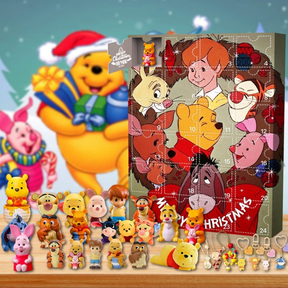 Winnie The Pooh Christmas Advent Calendar 24 Day Countdown Xmas Gift For Kids, 3D Acrylic Collectibles