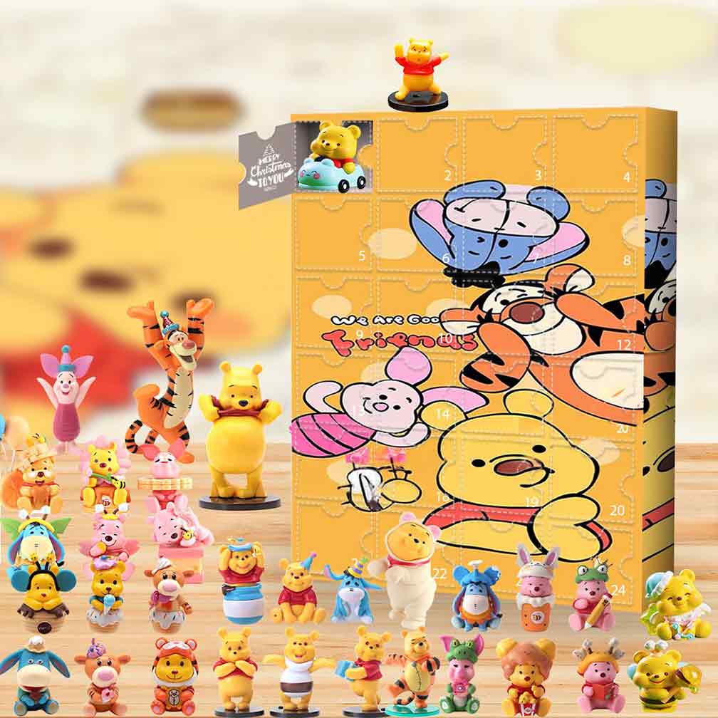 Winnie The Pooh Christmas Advent Calendar 24 Day December Countdown Gift For Bestie, 3D Acrylic Collectibles