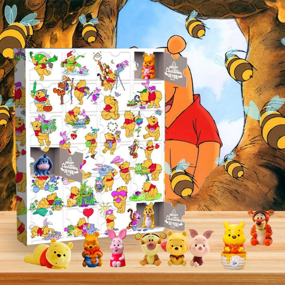 Winnie The Pooh Christmas Advent Calendar 24 Day Holiday Countdown Gift Guide, 3D Acrylic Collectibles
