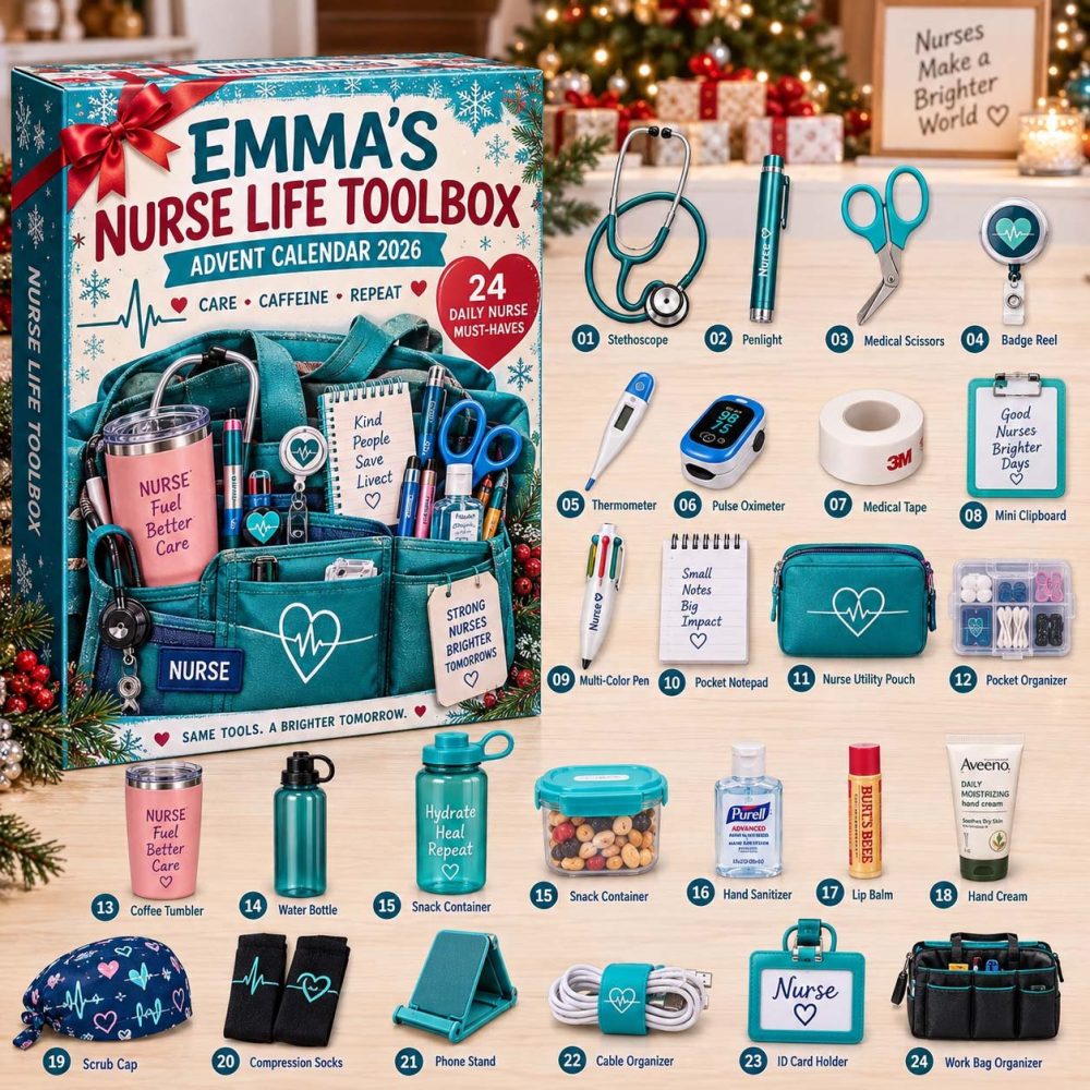 Personalized Nurse Toolbox Advent Calendar 2026 Daily Must Haves 24 Days Countdown Nurse Gift, 3D Acrylic Collectibles