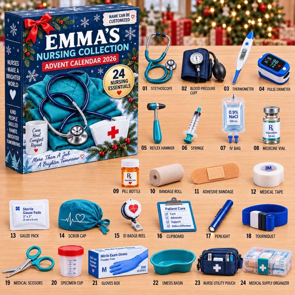 Personalized Nursing Kit Advent Calendar 2026 Hospital Supplies 24 Days Countdown Rn Gift, 3D Acrylic Collectibles