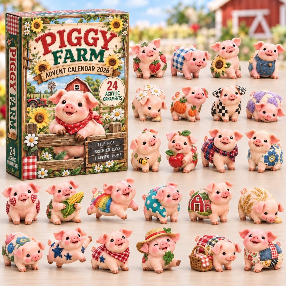 Piggy Farm Advent Calendar 2026 Cute Farm Pig 24 Days Countdown Pig Lover Gift For Her, 3D Acrylic Collectibles