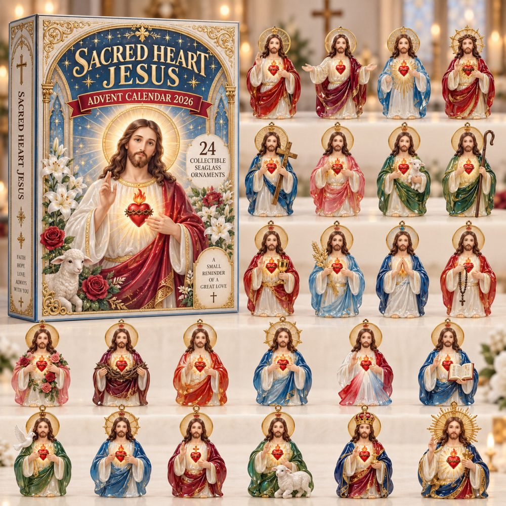 Sacred Heart Jesus Advent Calendar 2026 Jesus Figurines 24 Days Countdown Catholic Gift, 3D Acrylic Collectibles