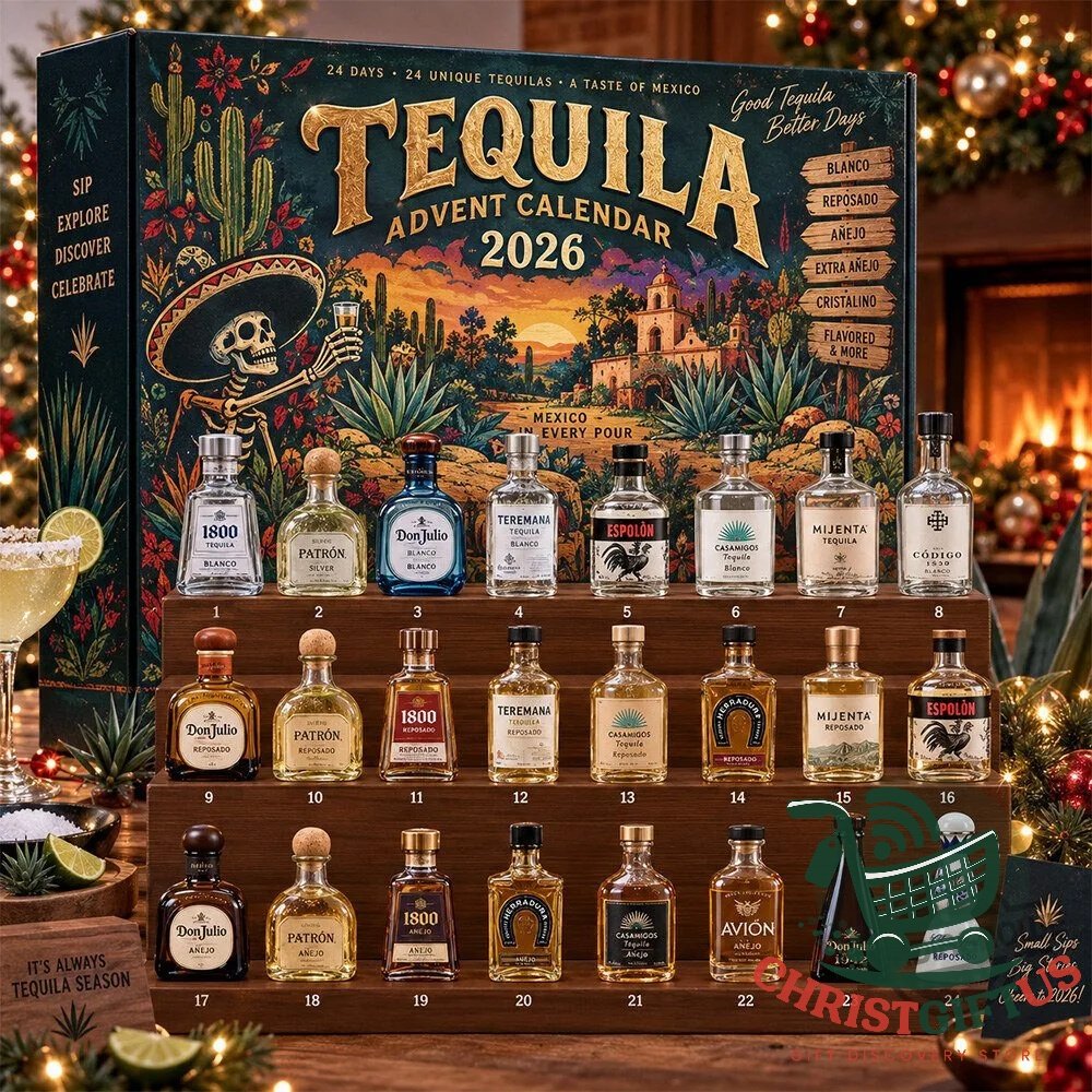 Tequila Mexico 2026 Advent Calendar Xmas Tree Ornament Holiday Decoration, 3D Acrylic Collectibles