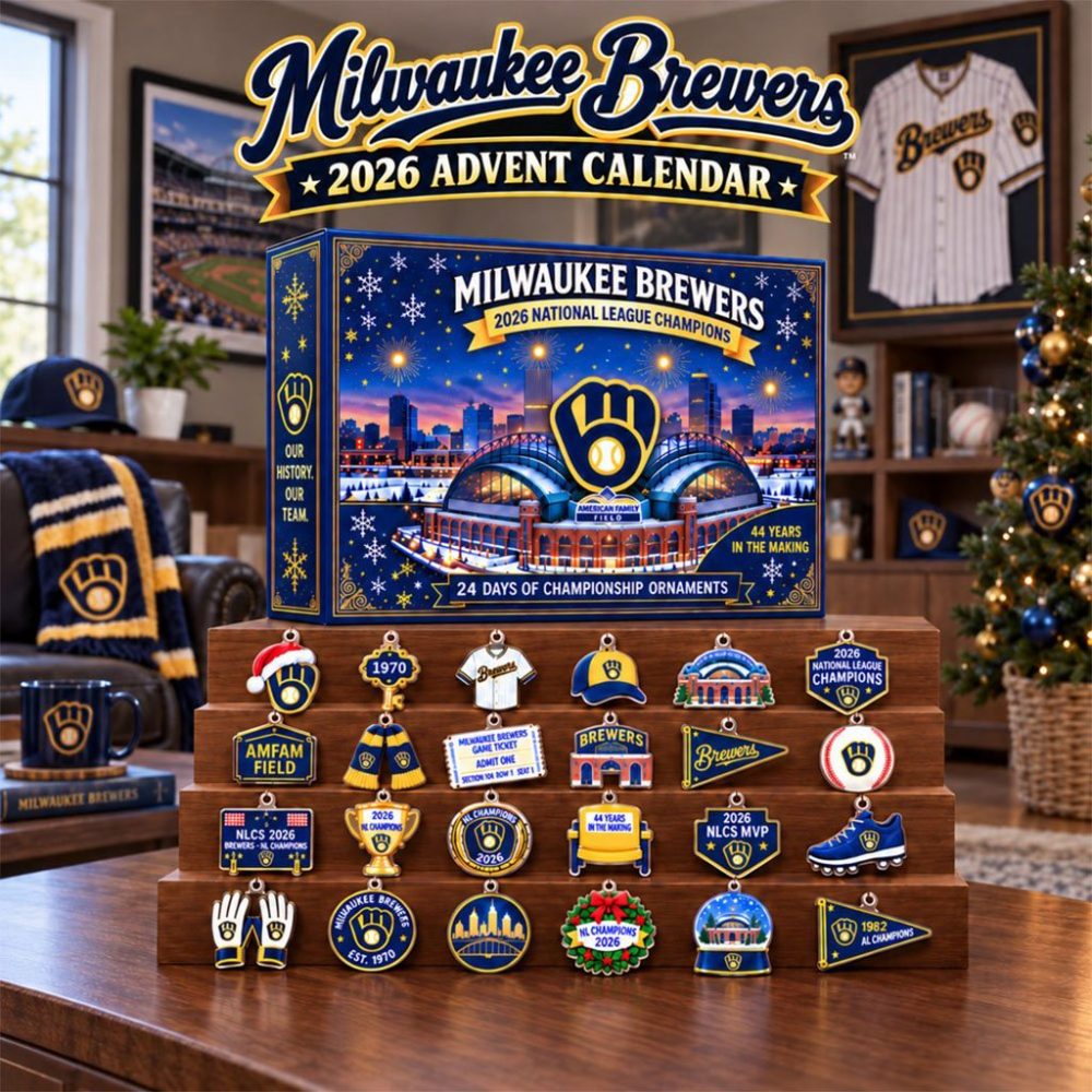 Brewers Nl Champions 2026 Advent Calendar Milwaukee Brewers Merch Championship Xmas Ornament