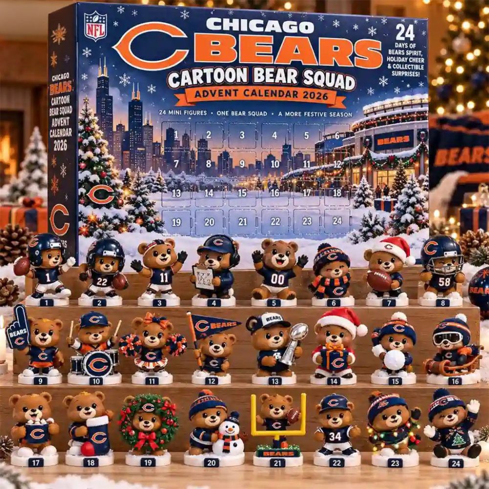 Chicago Bears Cartoon Bear Squad Advent Calendar 2026 Christmas Ornament Chicago Bears Merch
