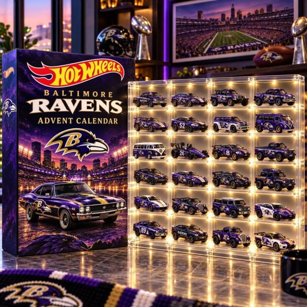 Hot Wheels Baltimore Ravens Advent Calendar Holiday Ornaments Baltimore Ravens Merch Fan Gifts