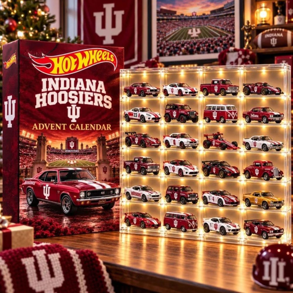 Indiana Hoosiers Hot Wheels Advent Calendar Countdown Box Christmas Ornaments Hoosiers Merch