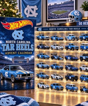 North Carolina Tar Heels Hot Wheels Advent Calendar Surprise Christmas Ornament Tar Heels Merch