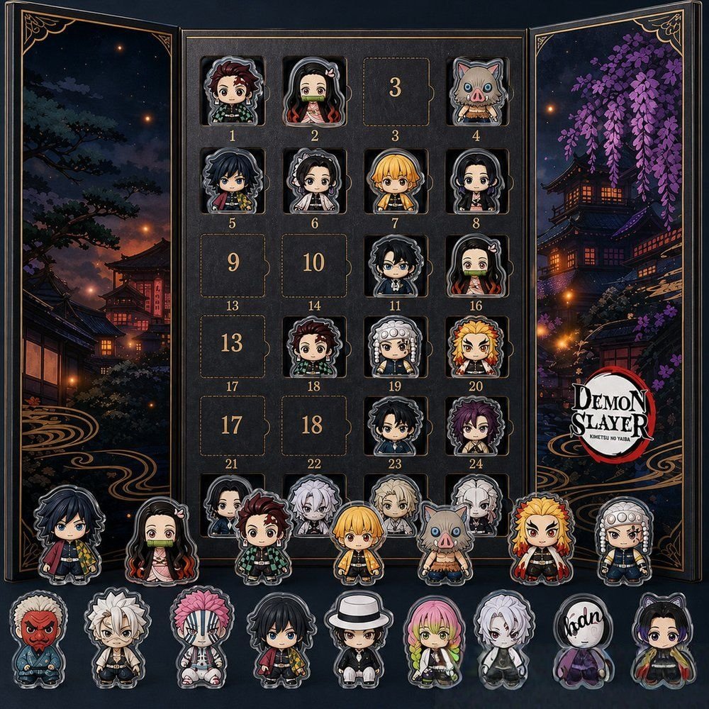 Demon Slayer Anime Advent Calendar 2026 24 Day Festive Mystery Box Gift For Anime Lovers, 3D Acrylic Collectibles