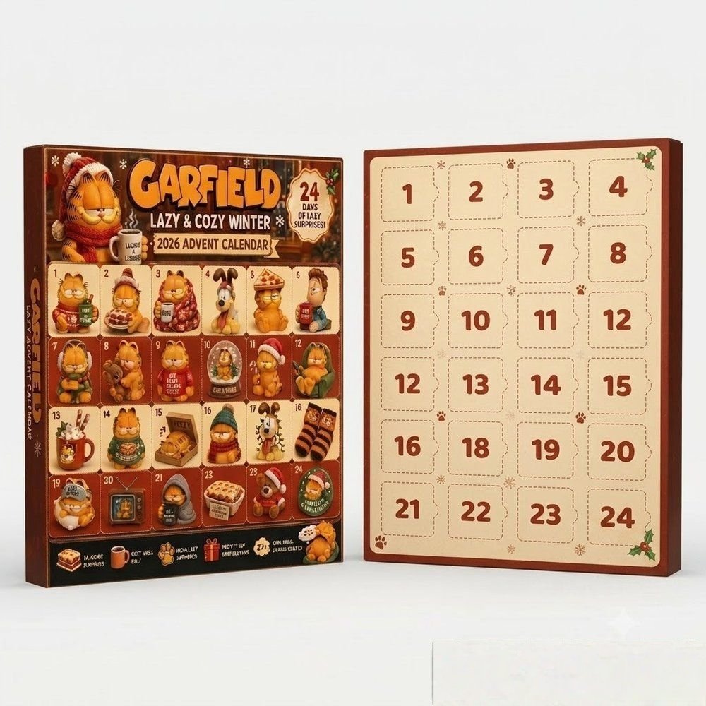 Garfield Lazy And Cozy Winter Advent Calendar 2026 24 Day Winter Wonderland Countdown Gift Ideas, 3D Acrylic Collectibles