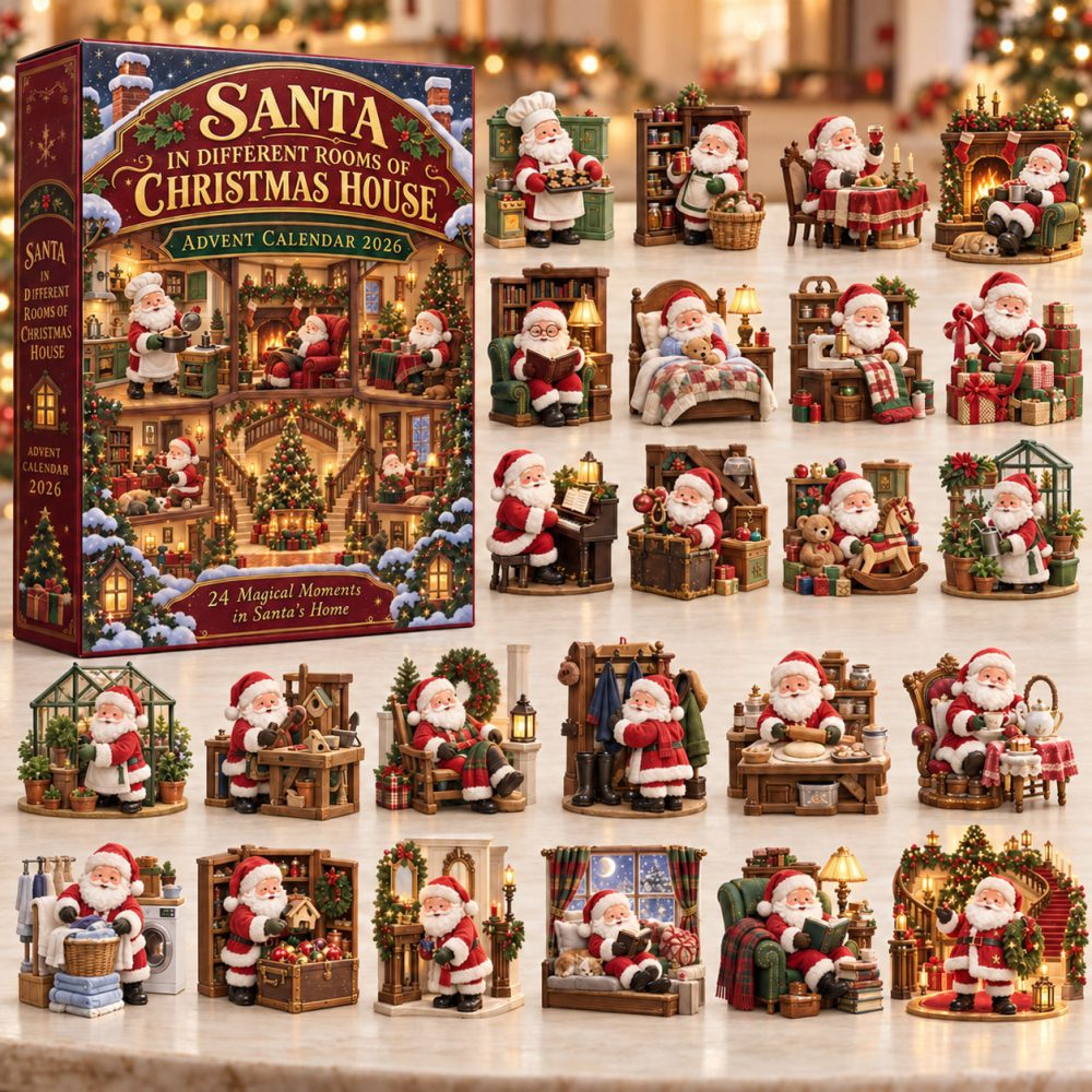 Santa Christmas House Advent Calendar 2026 Cozy Home Rooms 24 Days Countdown Gift For Mom, 3D Acrylic Collectibles