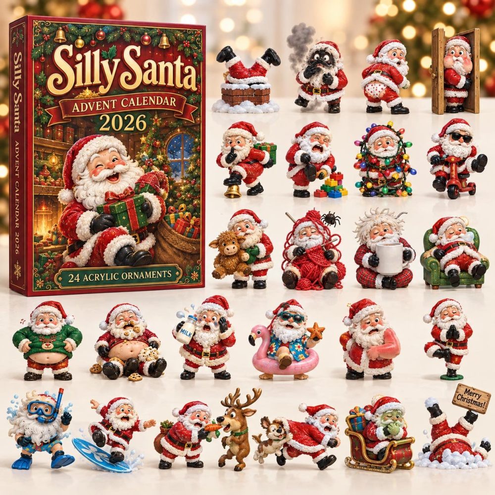 Silly Santa Advent Calendar 2026 Funny Father Christmas 24 Days Countdown Gag Gift For Family, 3D Acrylic Collectibles