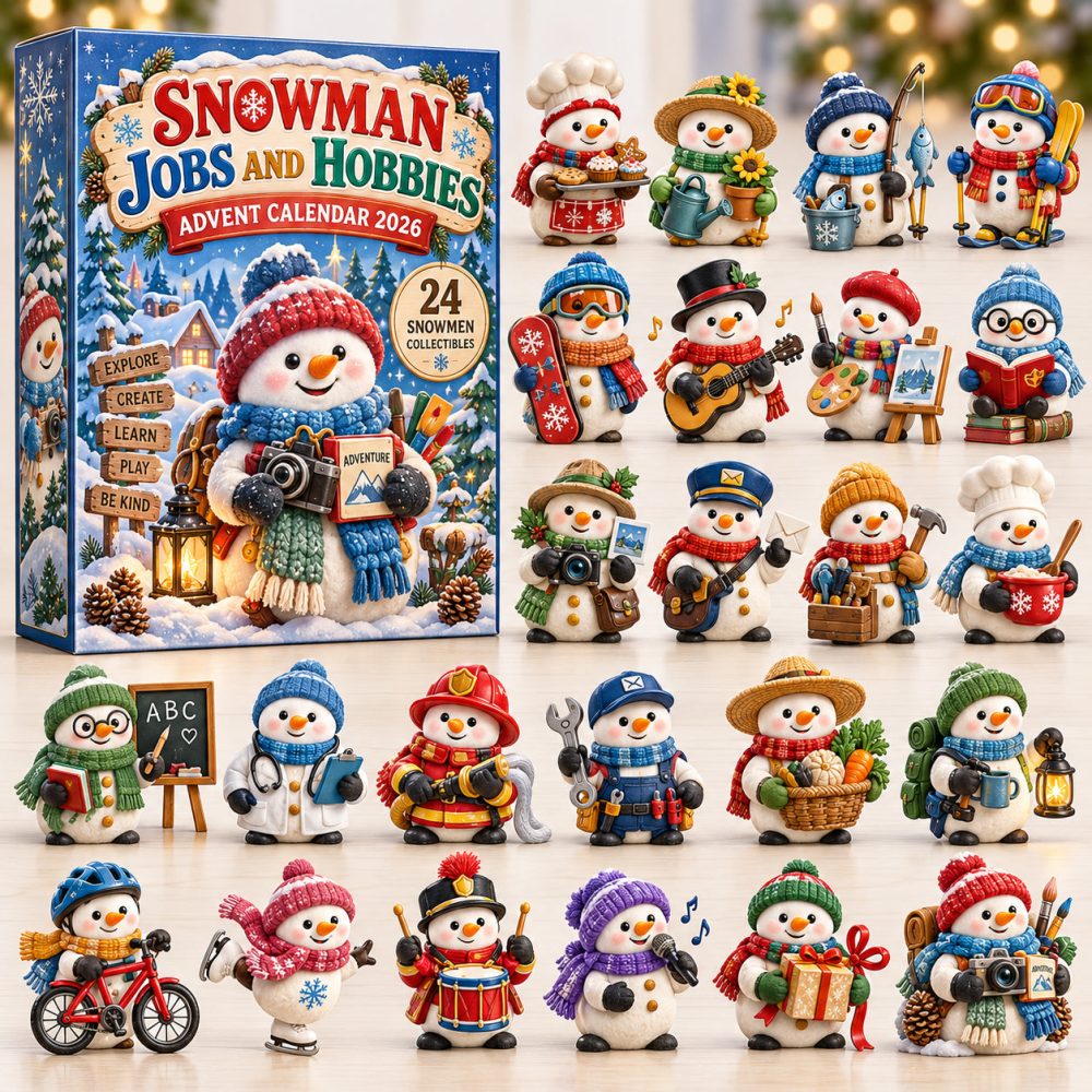 Snowman Jobs And Hobbies Advent Calendar 2026 Snowmen At Work 24 Days Countdown Hobbyist Gift, 3D Acrylic Collectibles