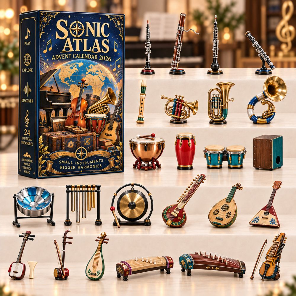 Sonic Atlas Advent Calendar 2026 World Musical Instruments 24 Days Countdown Musician Gift, 3D Acrylic Collectibles