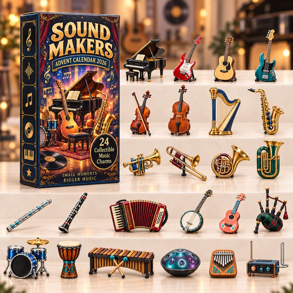 Sound Makers Advent Calendar 2026 Mini Music Instruments 24 Days Countdown Music Teacher Gift, 3D Acrylic Collectibles