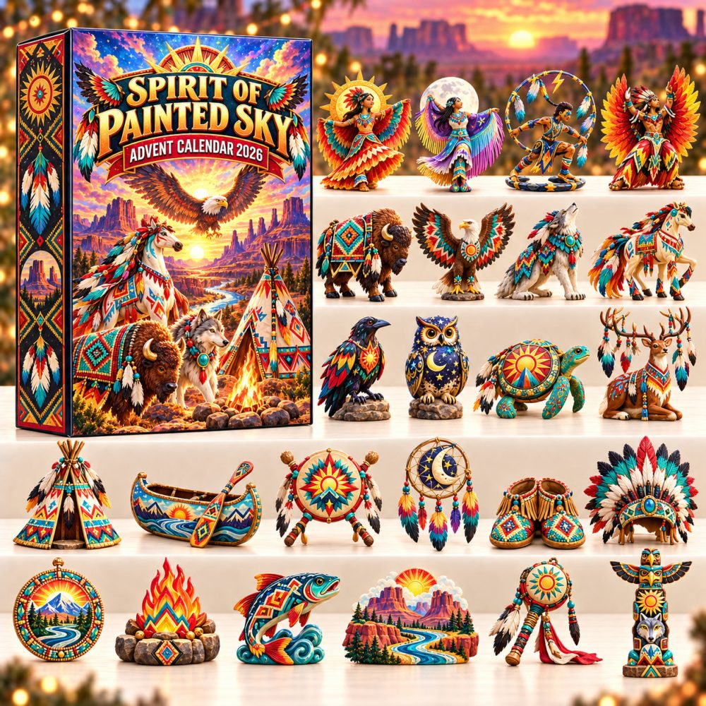 Spirit Of Painted Sky Advent Calendar 2026 Eagle Dancer 24 Days Countdown Native Art Gift, 3D Acrylic Collectibles
