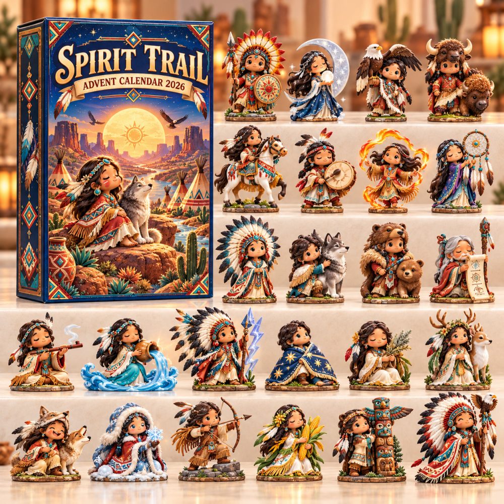 Spirit Trail Advent Calendar 2026 Little Native Warriors 24 Days Countdown Western Gift, 3D Acrylic Collectibles