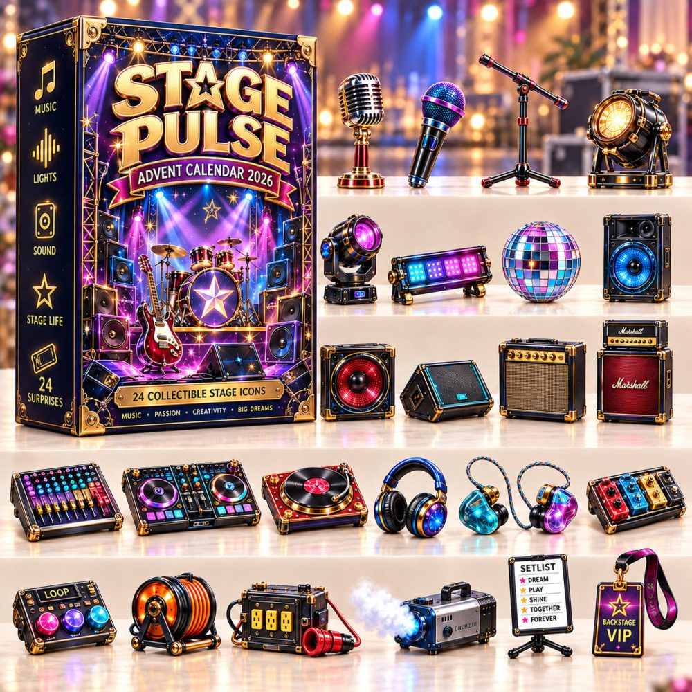 Stage Pulse Advent Calendar 2026 Concert Stage Gear 24 Days Countdown Musician Gift For Him, 3D Acrylic Collectibles
