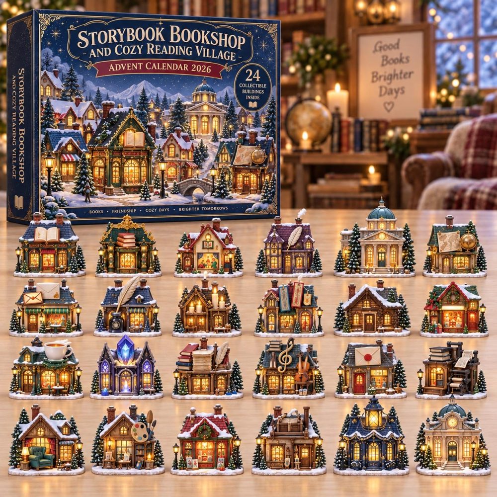 Storybook Bookshop Advent Calendar 2026 Cozy Reading Village 24 Days Countdown Book Lover Gift, 3D Acrylic Collectibles
