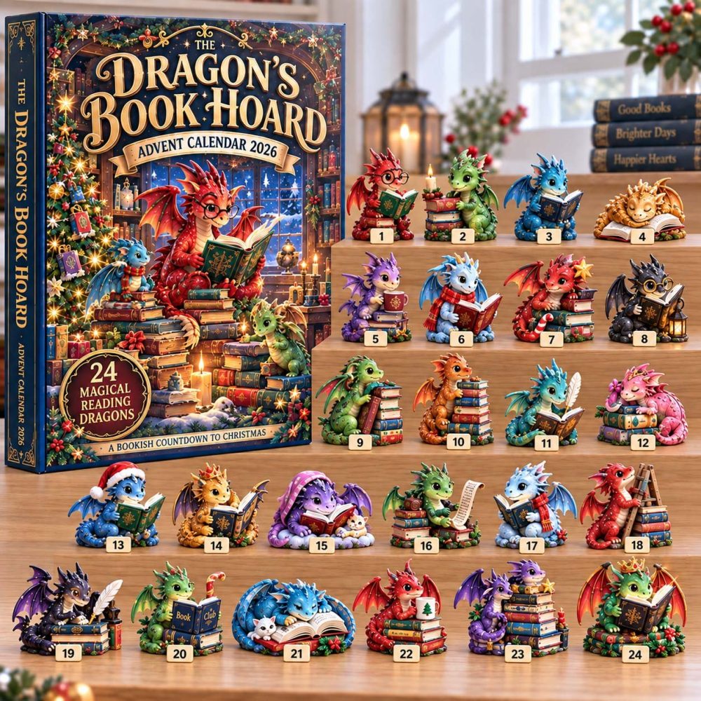 The Dragons Book Hoard Advent Calendar 2026 Reading Dragons 24 Days Countdown Book Lover Gift, 3D Acrylic Collectibles