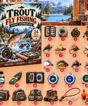 Trout Fly Fishing Advent Calendar 2026 Fly Tying Gear 24 Days Countdown Angler Gift, 3D Acrylic Collectibles
