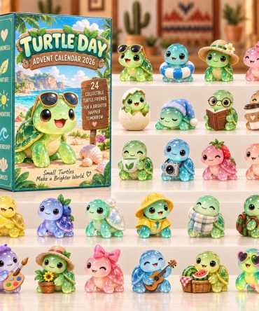 Turtle Day Advent Calendar 2026 Glitter Turtle Friends 24 Days Countdown Gift For Turtle Lovers, 3D Acrylic Collectibles