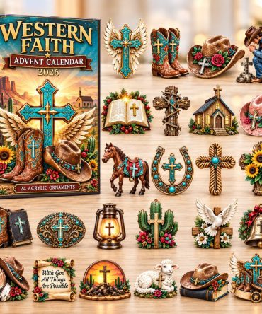 Western Christian Faith Advent Calendar 2026 Cowboy Cross 24 Days Countdown Church Gift, 3D Acrylic Collectibles