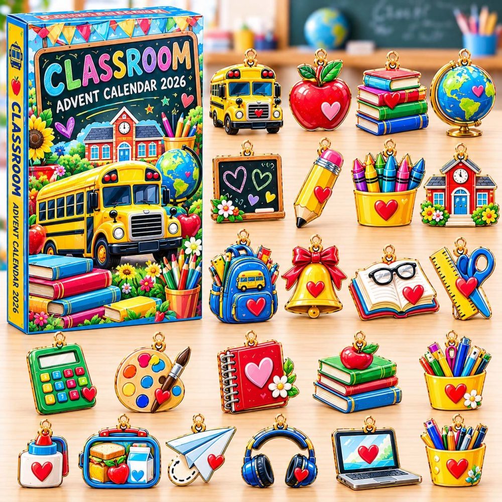 When I Grow Up Classroom Advent Calendar 2026 School Bus 24 Days Countdown Back To School Gift, 3D Acrylic Collectibles