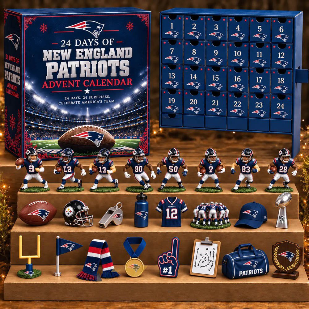New England Patriots Nfl Advent Calendar 2026 24 Day Festive Season Countdown Gift Ideas For Husband, 3D Acrylic Collectibles