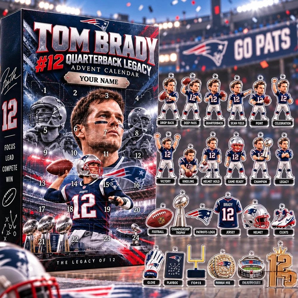 New England Patriots Tom Brady Advent Calendar 2026 24 Day Spooky Countdown Gift For Loyal Fans, 3D Acrylic Collectibles